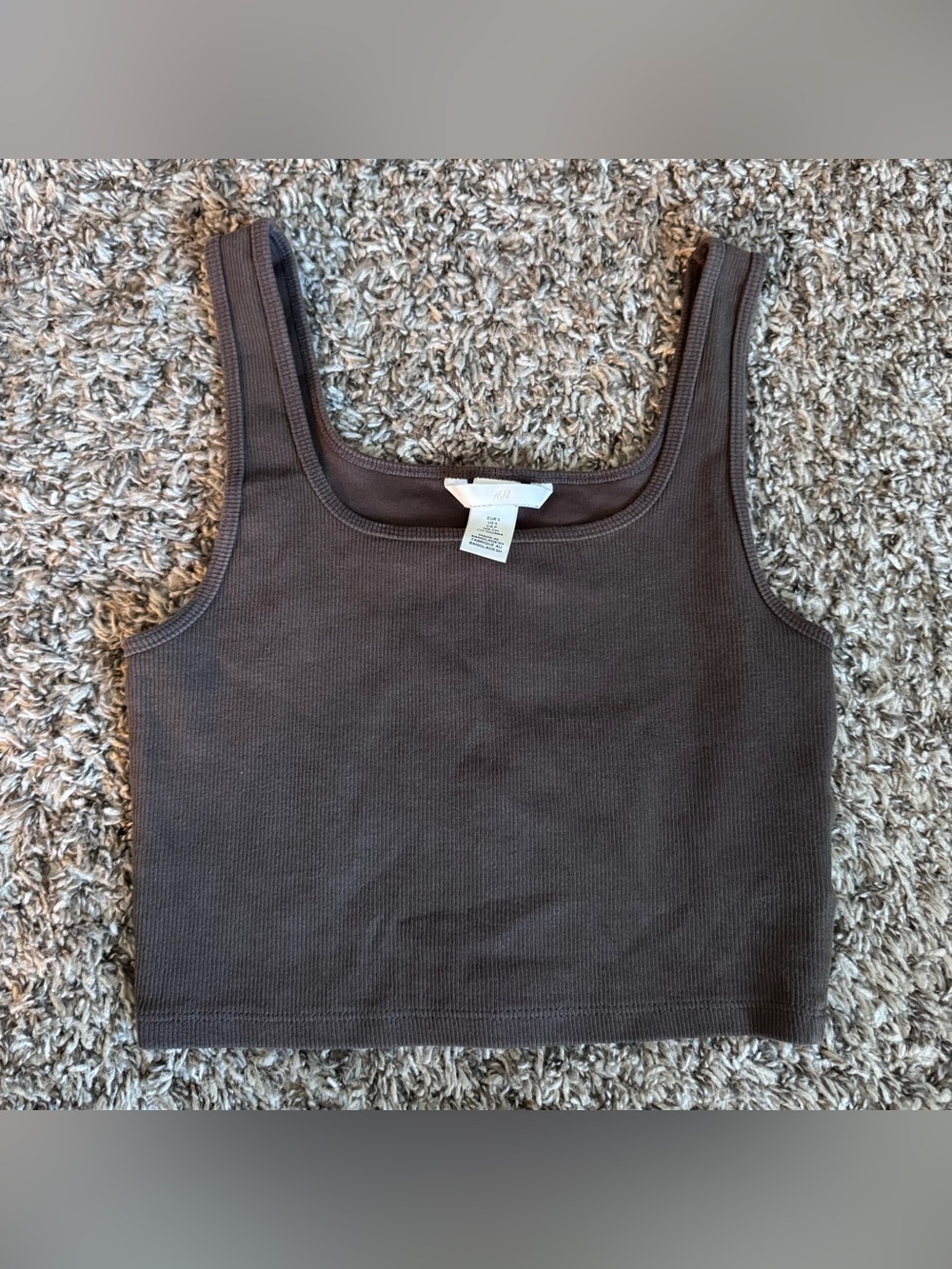H&M Ribbed Cropped Tank Top - Brown